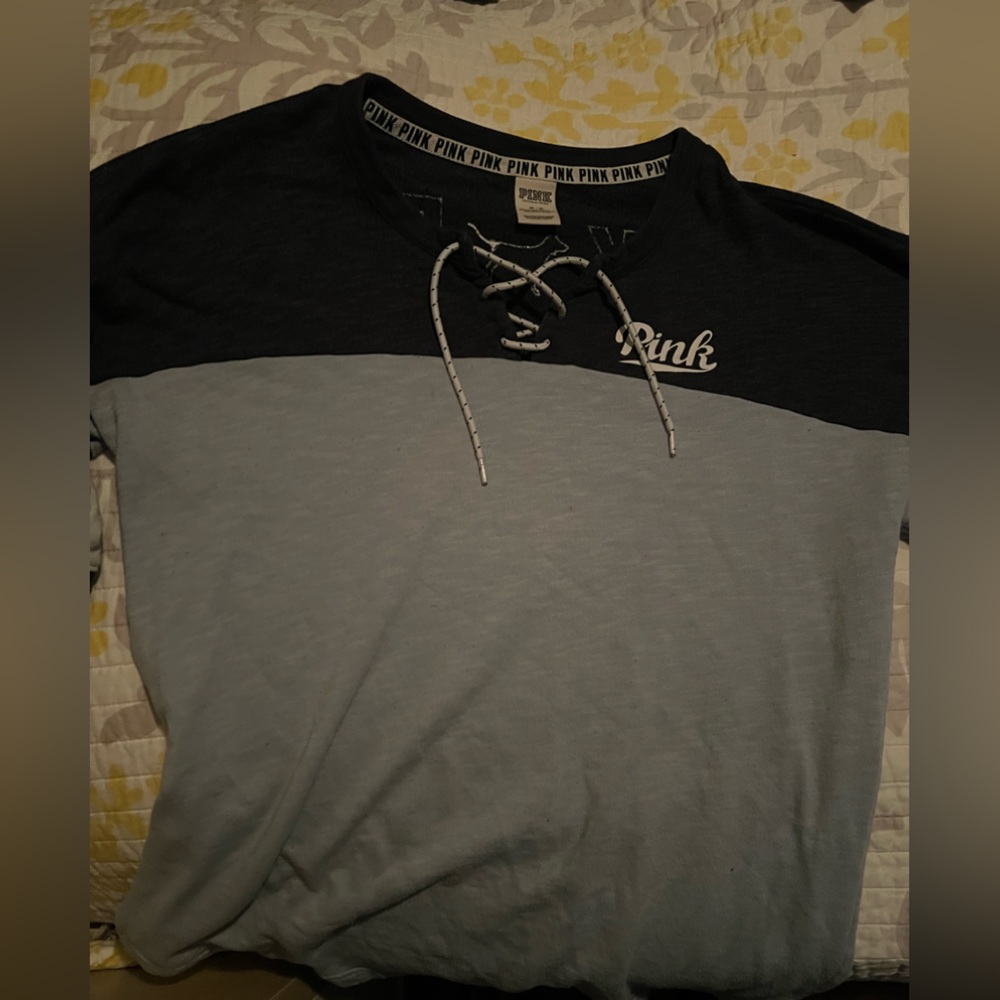 Pink lace up sweatshirt. Medium.